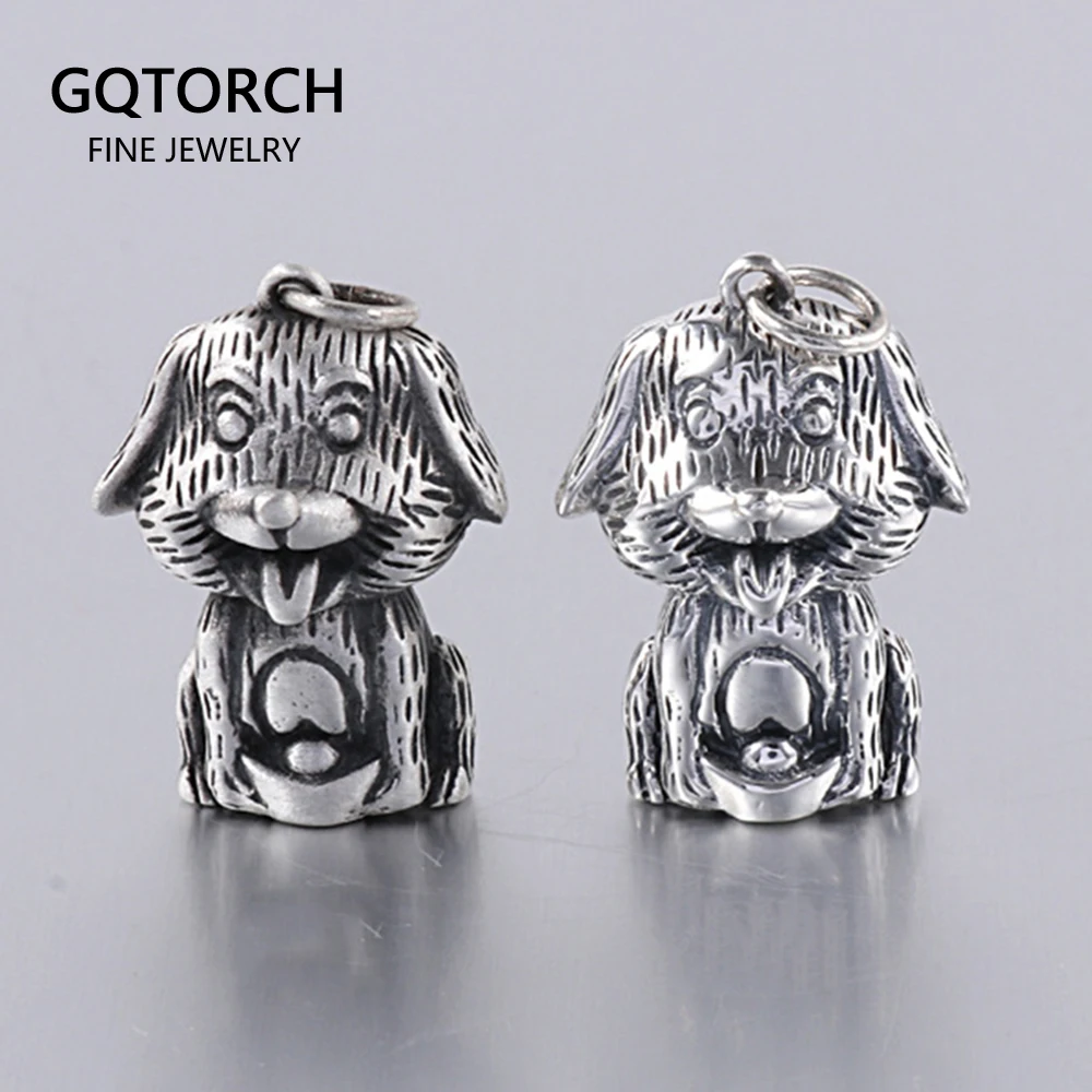 Настоящее 925 пробы Серебряный озорной собака кулон для женщин и мужчин Плавающий