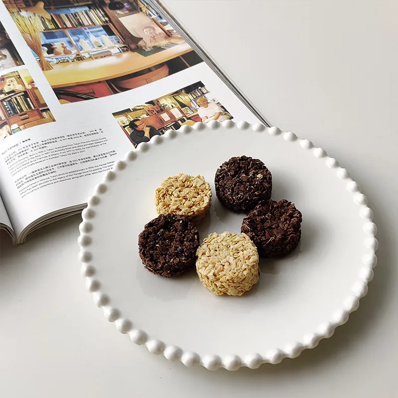 Популярная белая тарелка с декором в виде жемчужин форме сердца 1 шт/лот | Дом и