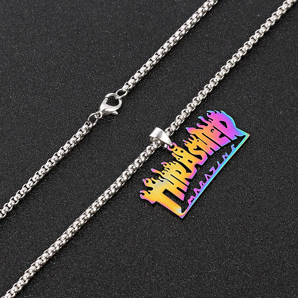 Модный чокер из нержавеющей стали в стиле панк с искусственным пламенем и