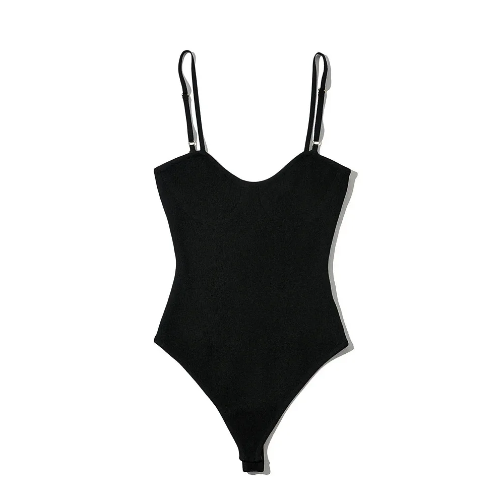 

Knitted Bodysuit summer women's new sexy slim round neck solid color versatile knitted Bodysuit
