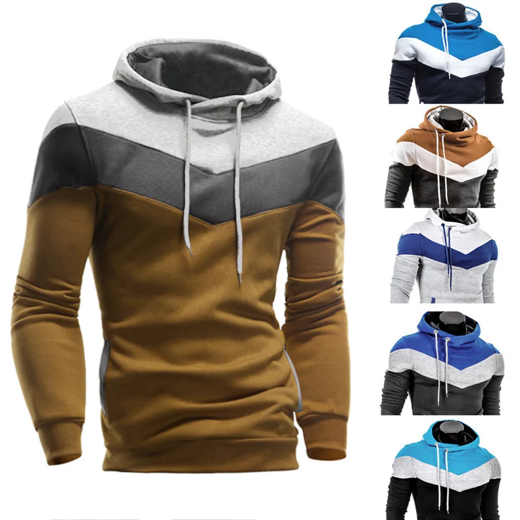 Зимние Модные мужские толстовки в стиле ретро с длинным рукавом капюшоном