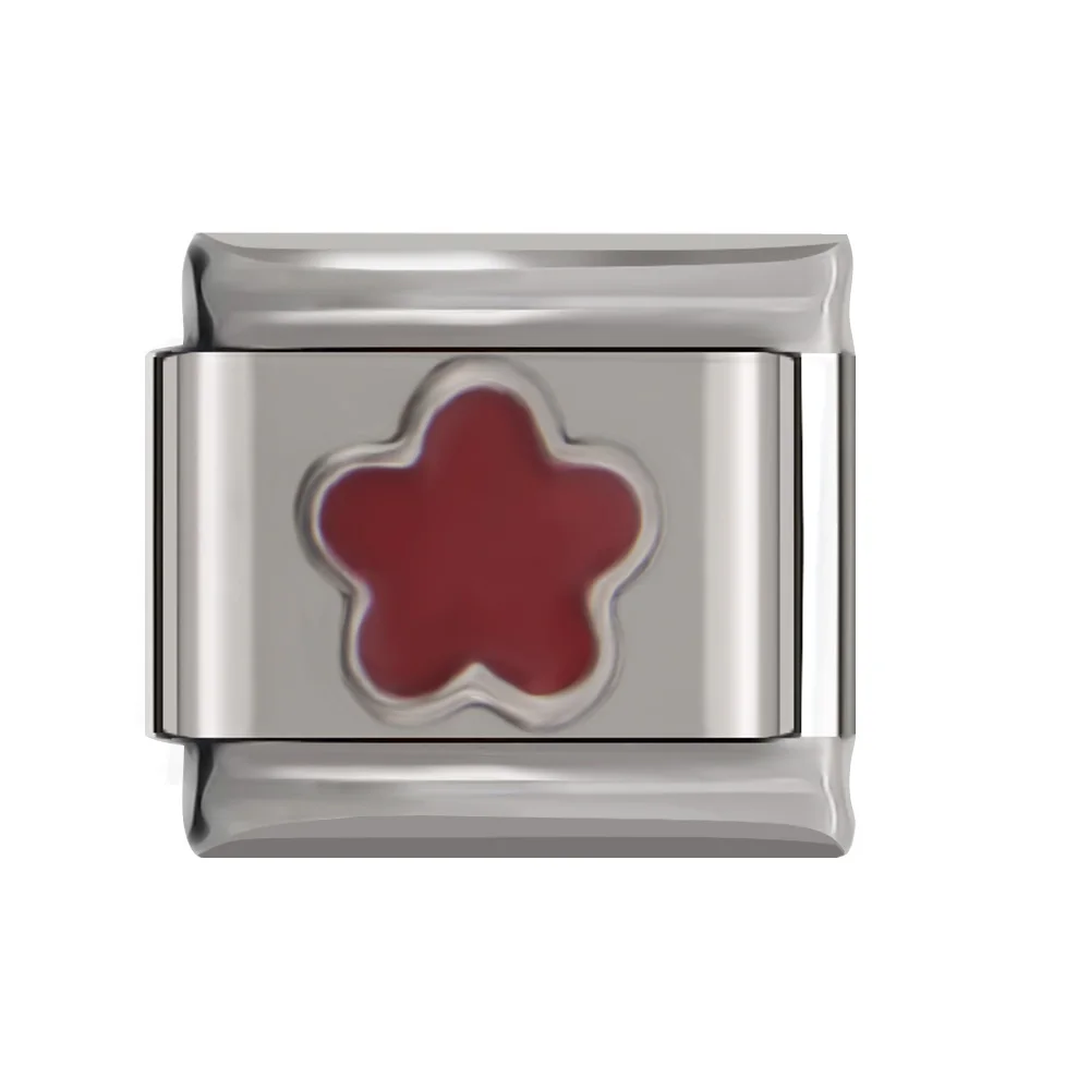 Red Flower Hapiship 9 мм ширина Маргаритка Сердце цветок бабочка крест зеленый браслет с итальянскими подвесками нержавеющая сталь ювелирных изделий DJ01 - Окраска металла: Red Flower