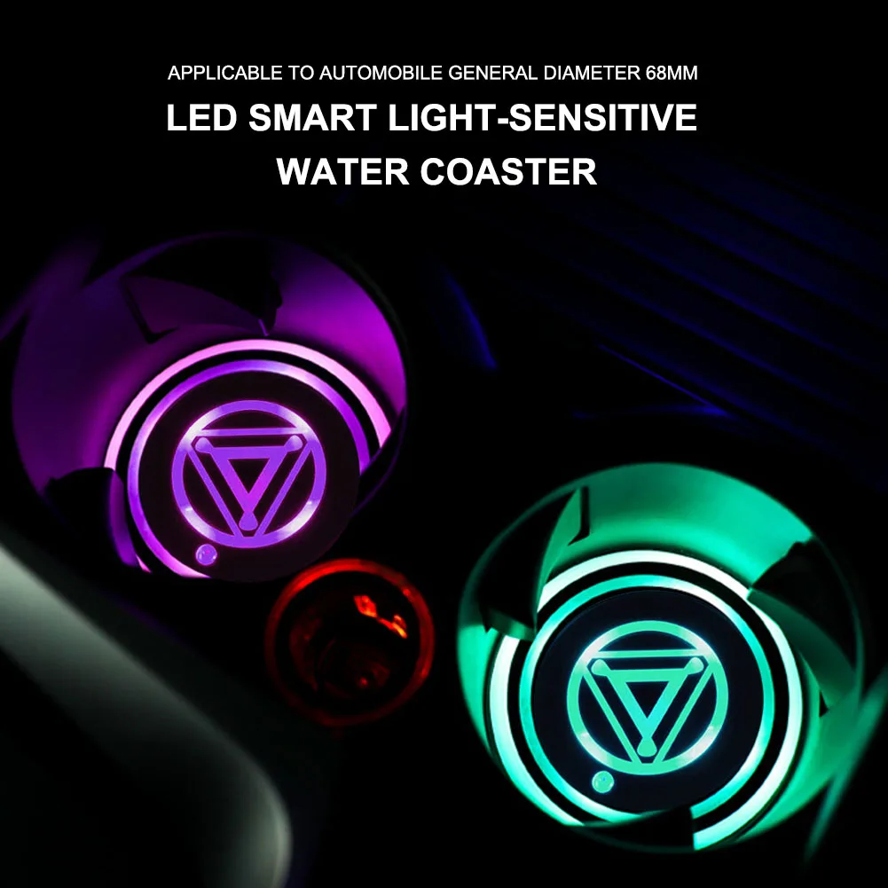 

2Pcs LED Car Cup Coaster 7 colors Usb Car Cup Holder Rechargeable Drink Beverage Holder Pad Ambient Light Interior Accessories