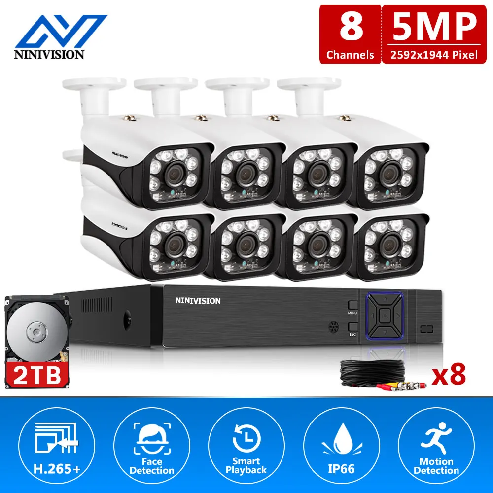

HD 5MP H.265 Video Surveillance 8 Cameras Security Camera Set For CCTV indoor Outdoor Security Camera System AHD Camera DVR P2P