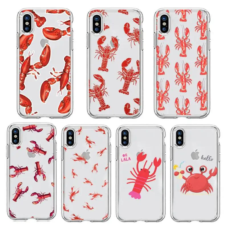 

Animal lobster crab high quality Phone Case Transparent soft For iphone 5 5s 5c se 6 6s 7 8 11 12 plus mini x xs xr pro max
