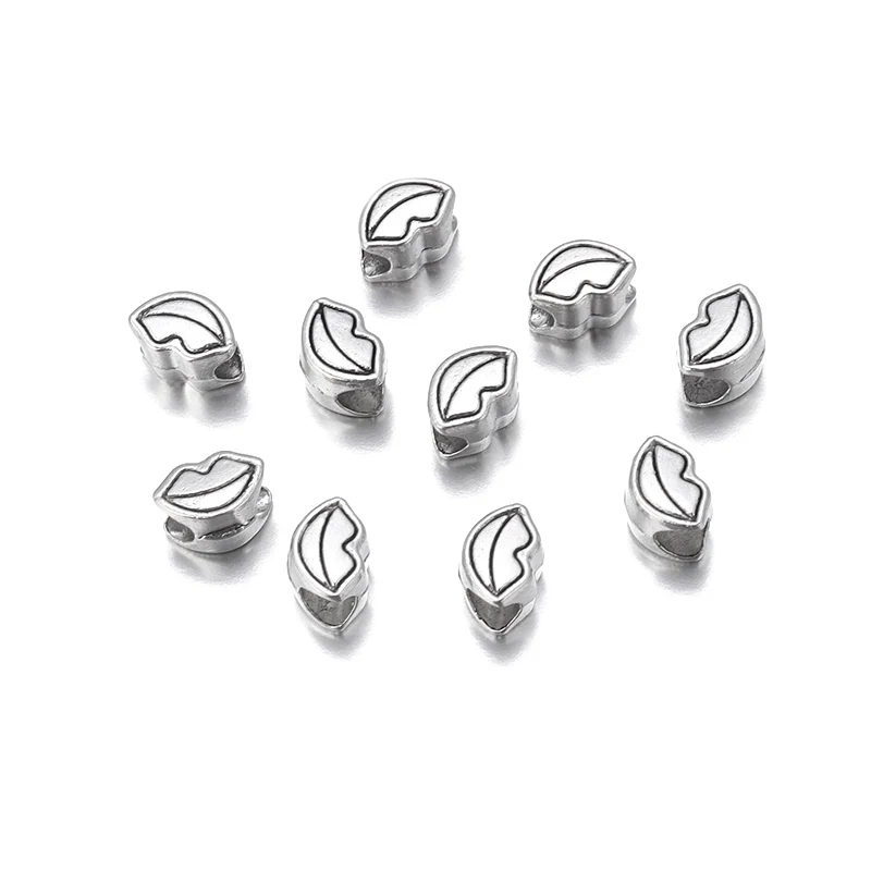 

10pcs/lot Alloy Lip Shape Big Hole Beads Loose Spaced Beads For Jewelry Making Necklace Bracelet DIY Accessories