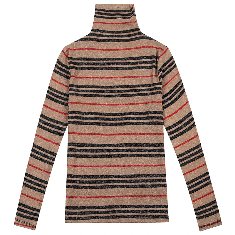 JUAYKALA Женская плюс бархатная рубашка с высоким воротником полосатая яркая