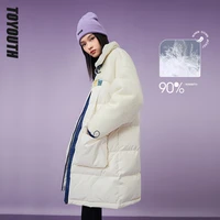 toyouth women long down jacket 2021 winter stand collar 90 white duck down windproof zipper warm chic fashion coats
