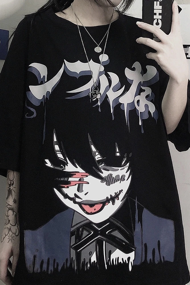 

Anime Kakegurui Short Sleeve T Shirt Jabami Yumeko Dark Style Girl Anime Tee Fashion Loose Women Male T-shirt MangaMen Tops