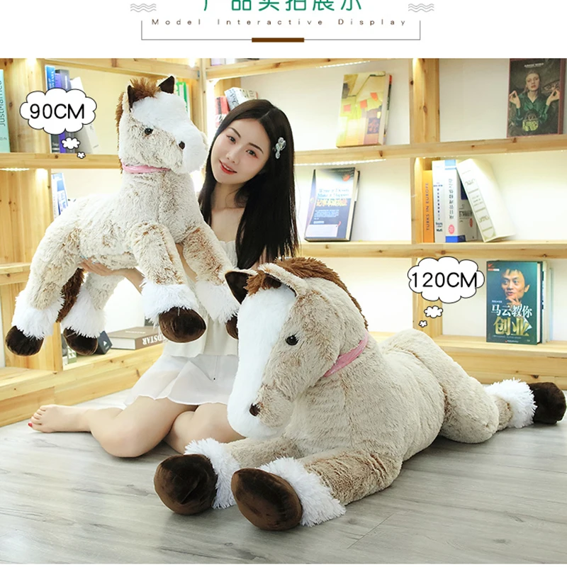 

90/120cm Simulation Horse Plush Toys Cute Staffed Animal Zebra Doll Soft Realistic Horse Toy Kids Birthday Gift Home Decoration