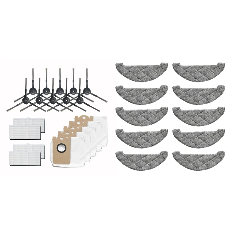 

10 Pcs Vacuum Cleaner Mop Cloth Replacement Parts Kits & 19 Pcs Robot Side Brush Mop Hepa Filter Parts
