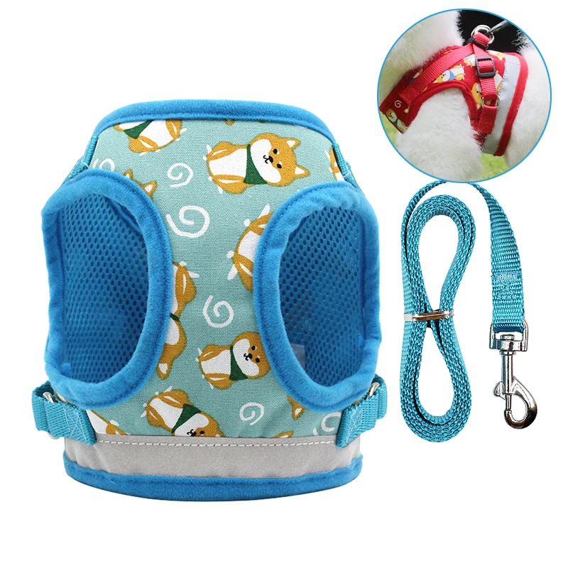 

Soft Mesh Pet Puppy Dog Cat Harness Leash Set with Bell Cute Lace Pet Vest for Small Medium Dogs Chihuahua Yorkie Teddy S M L XL