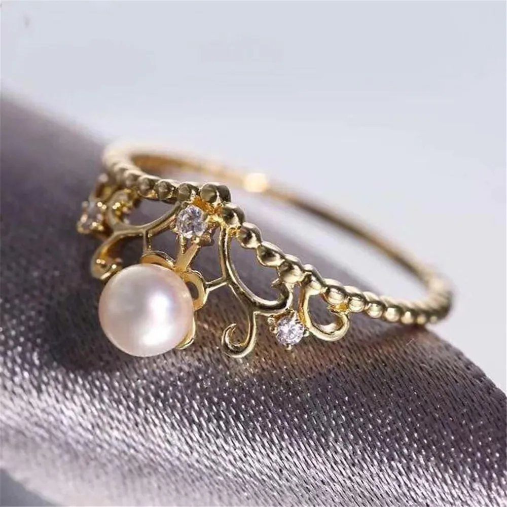 

Zircon Ring Settings, Fashionable Freshwater Pearl Ring Findings, Adjustable 925 Sterling Silver DIY Making Women Jewelry Gift
