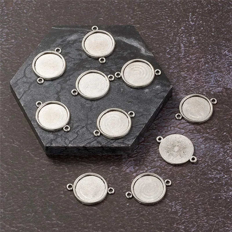 10 шт. Тибетский Стиль плоский круглый кабошон настройки соединителя античное