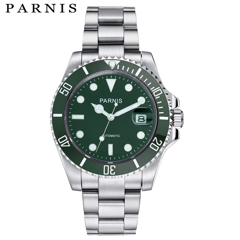 Parnis механические автоматические часы мужские стальные 40 мм керамические для