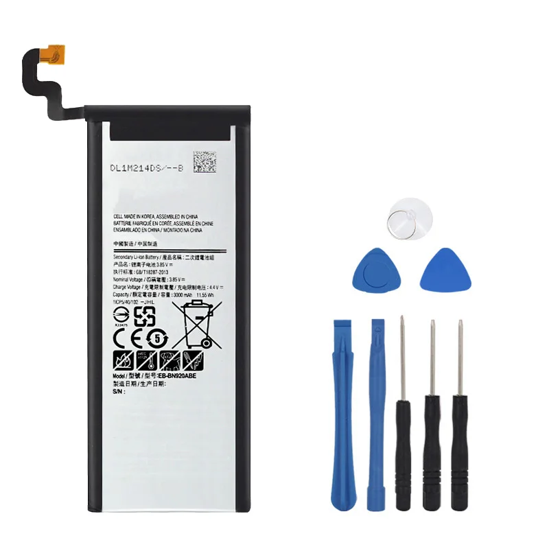 

Оригинальная Аккумуляторная батарея большой емкости, 5 шт., для Samsung Galaxy Note 5 EB-BN920ABE Note5 N9208 N9200 N920t N920c, оригинальная, 3000 мАч