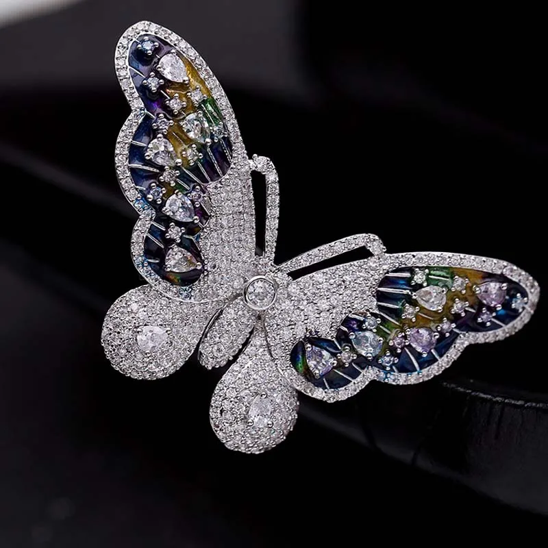 Мода Большой эмалированная брошь с бабочкой роскошные аксессуары для ванной