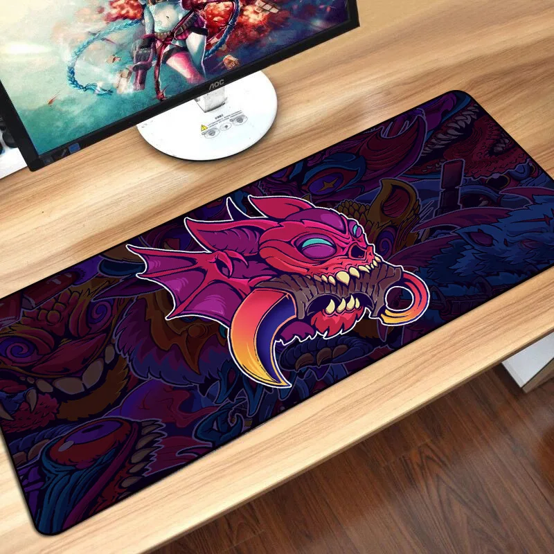 

90X40cm Large Anime Mouse Pad Locking Edge Cute Hyper Beast Rubber Mousepad Gamer Non-slip Computer Desk Mat XL XXL for Laptop