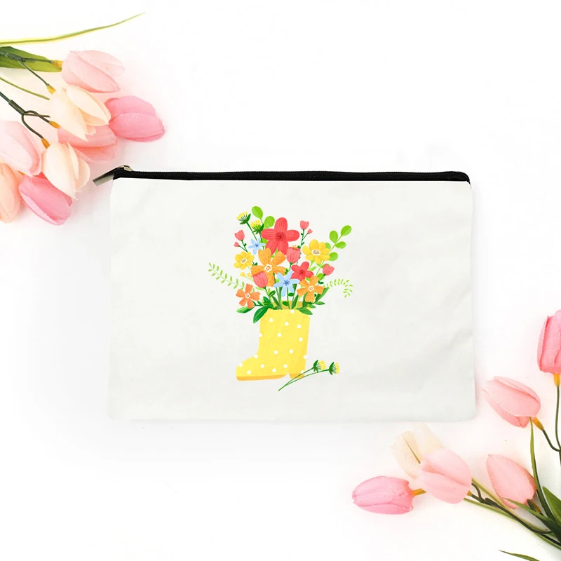 

Cosmetic Bag for Makeup Flower Women's Mini Pouch Handbags Free Shipping Bags Organizer Travel Storage Woman Personal Kawaii