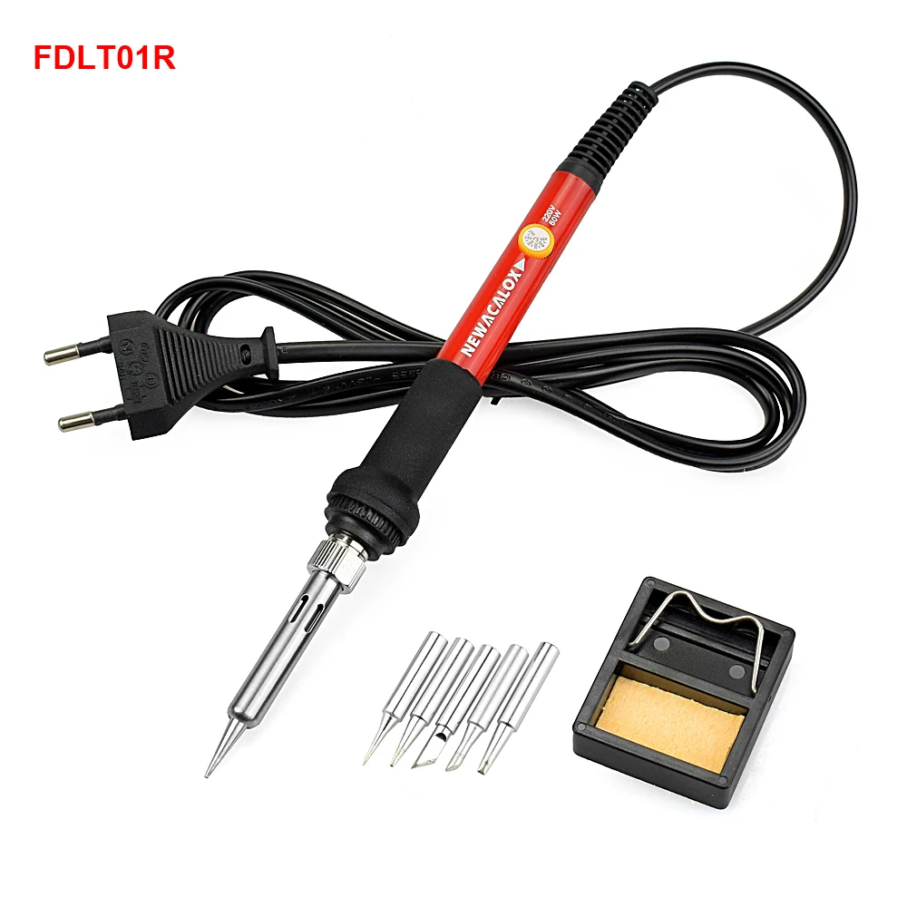 T01R Soldering Iron Электрический паяльник NEWACALOX EU/US 60 Вт с регулируемой температурой, набор сварочных паяльных станций, ремонтный набор инструментов с коробкой для инструментов - Цвет: T01R Soldering Iron