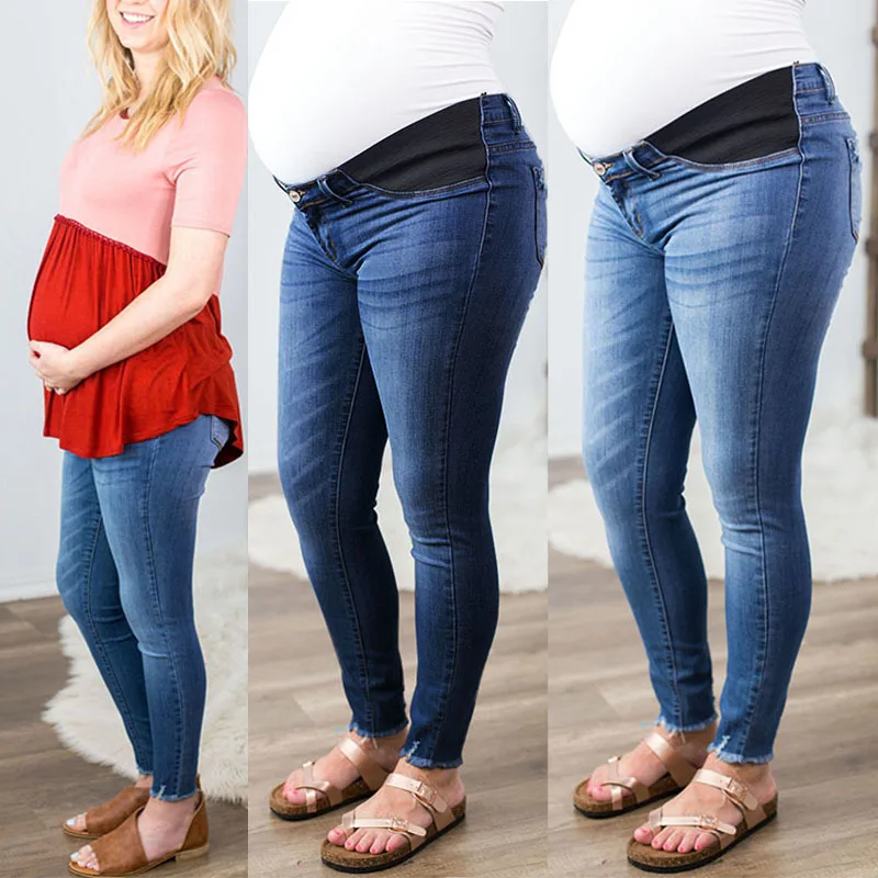 

Abdominal Jeans For Pregnant Women Denim Skinny Trousers Nursing Maternity Clothes Elastic Waist Pregnancy Pants Autumn Clothing