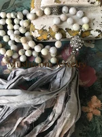 long boho sari silk tassel beaded necklace with stone vintage women necklace gemstone necklace