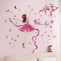 shijuehezi ballet dancer wall stickers cartoon girl dancing wall decals for kids room baby bedroom nursery home decoration
