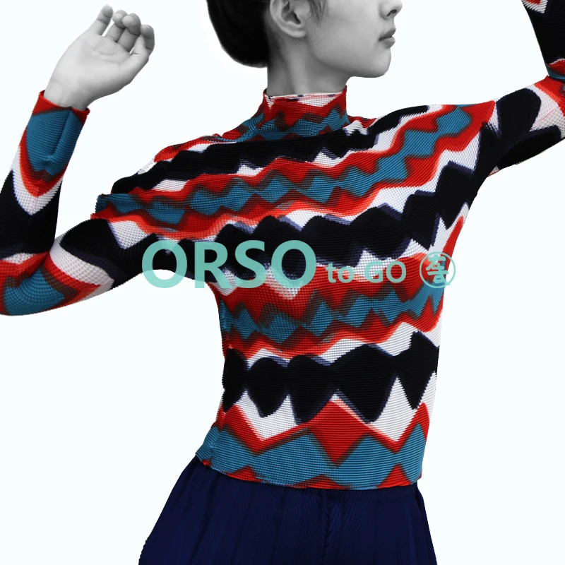 

2020 autumn new Miyake pleated top women bottoming shirt long sleeve t-shirt plus size women Korean fashion aesthetic clothing