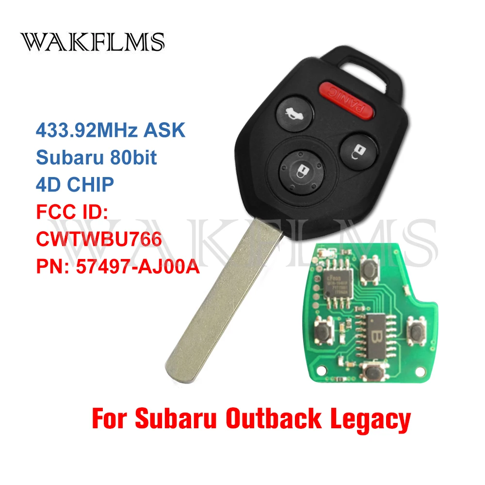 Для Subaru Legacy Outback 2010 2011 2012 2013 2014 433MHz 80bit 4D строительный чип 57497-AJ00A CWTWBU766 | Автомобили и
