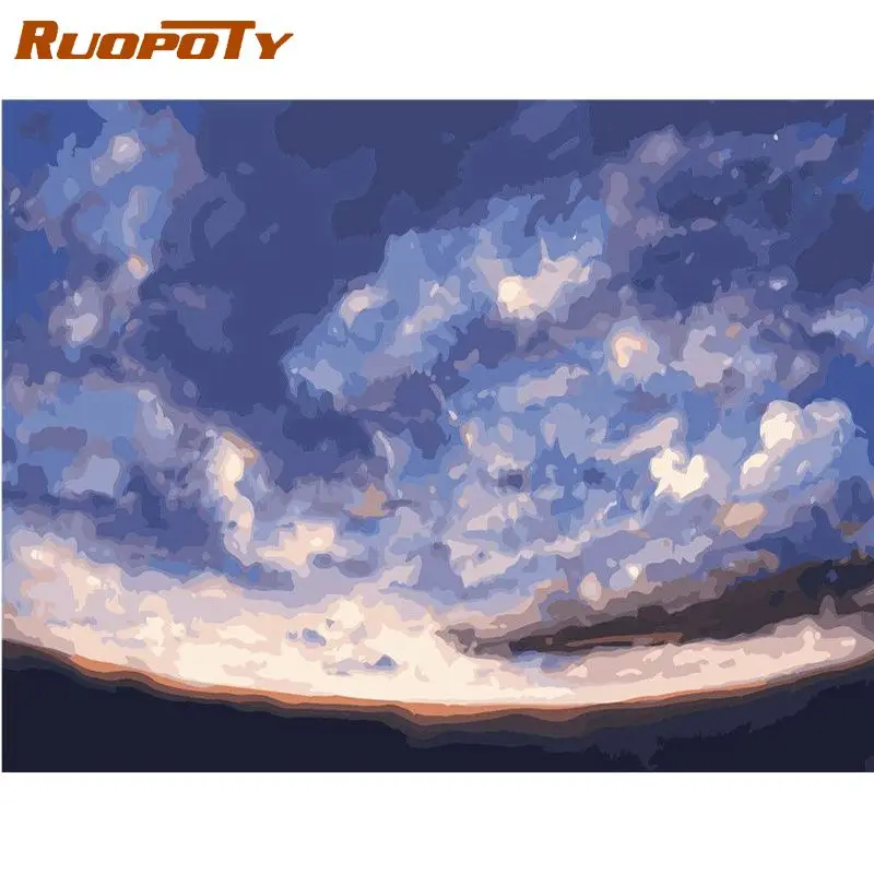 

RUOPOTY Sky Scenery Picture By Numbers For Adult Children HandPainted 40x50 Framed Home Decor Wall Art Picture Acrylic Oil Paint