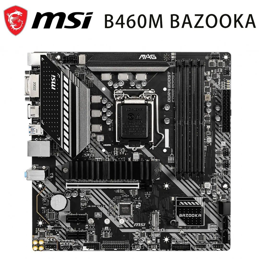 Kaufen Motherboard MSI B460M BAZOOKA LGA 1200 DDR4 Speicher 128GB PCI-E 3,0 M.2 2021 Neue Desktop Micro ATX Intel B460 Mainboard Dropship