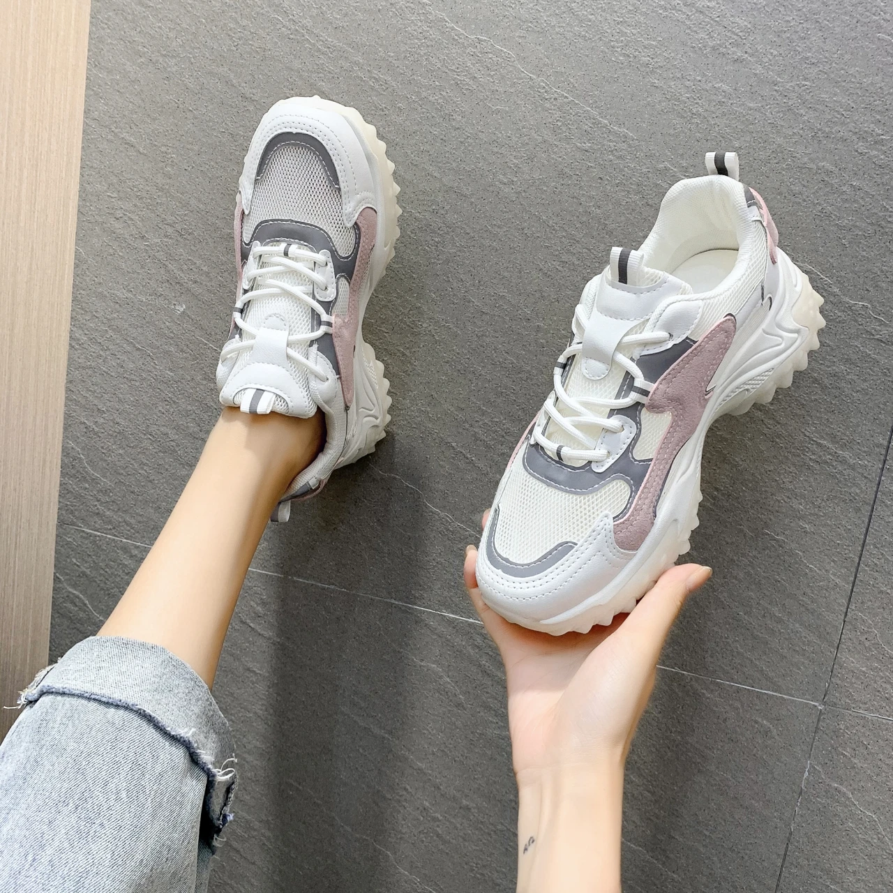 

2021 Spring Fashion Women's Shoes Thick-soled Sneakers Comfortable Casual Shoes Breathable Basketball Shoes Outdoor Shoes Women