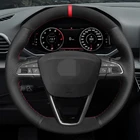Ручная прострочка мягкая черная замша Чехлы рулевого колеса автомобиля для Seat Leon 5F Mk3 2013-2020 Ibiza 6J Tarraco Арона Ateca Альгамбра