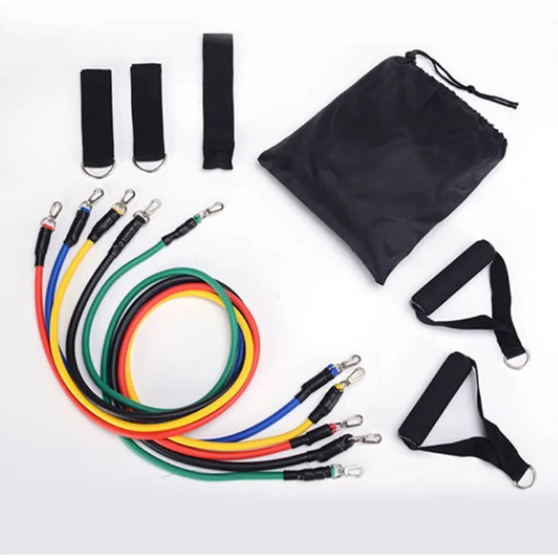 11 Pcs Latex Resistance Bands Training Exercise Yoga Tubes Pull Rope Rubber Expander Elastic Muscle Stretch Fitness With Bag | Спорт и