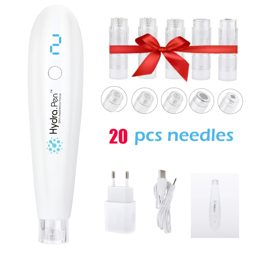 

10/20Pcs Electric Hydra Pen H2 Derma Microneedling Pen Meso Automatic Infusion Hydrapen Hydra Roller Stamp Serum Applicator