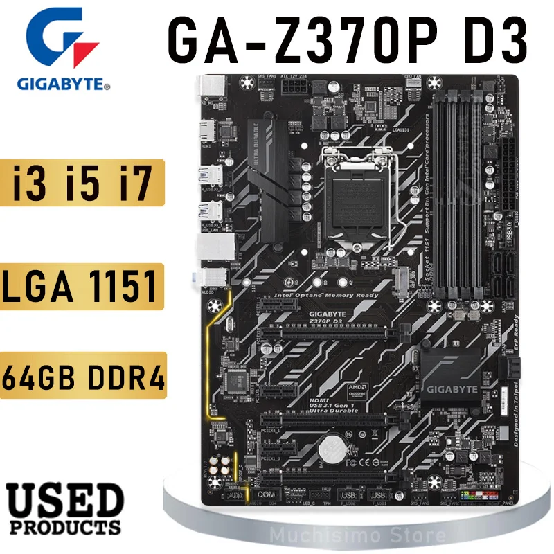 

Материнская плата LGA 1151 Gigabyte Z370P D3 8th-Gen i7 i5 i3 Intel CPU DDR4 PCI-E 3,0 M.2 USB3.1 Intel Z370 материнская плата 1151 ATX б/у