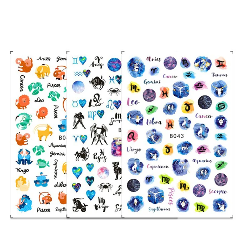 

12pc Water Sticker For Nail Art All Decorations Sliders Constellation Horoscope Adhesive Nails Design Decals Manicure Accessoire