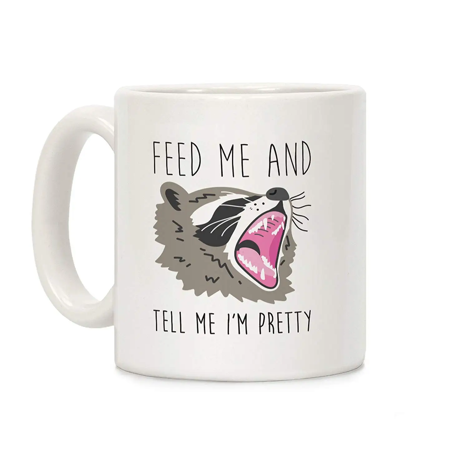Кормите меня и скажите что я красивая белая керамическая кофейная кружка с