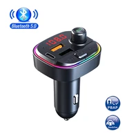 new car bluetooth 5 0 fm transmitter wireless handsfree audio receiver auto mp3 player qc3 0a1atype c dual usb fast charger