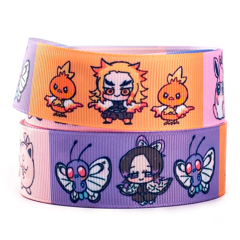 Печатная японская мультяшная корсажная/атласная лента 25 мм/38 мм для сделай сам