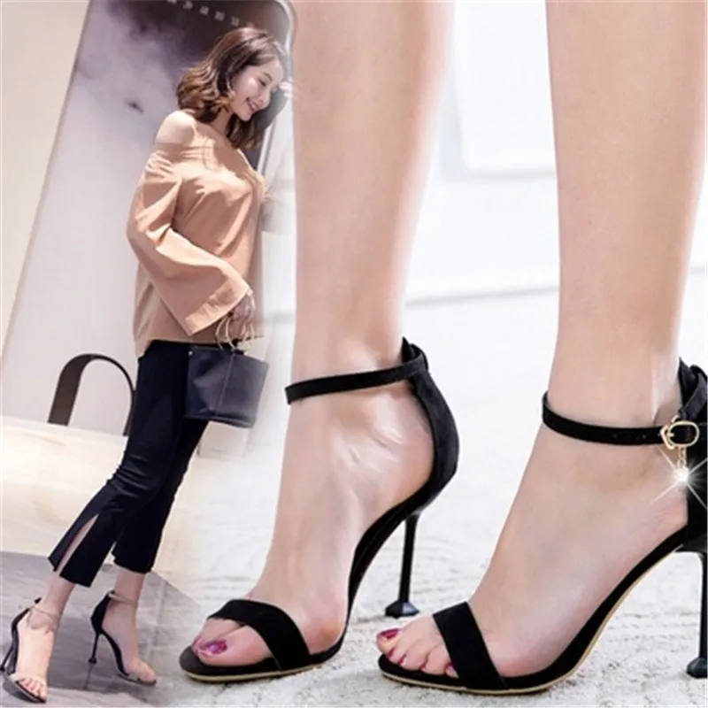 

Korean women's stiletto high heels 2020 spring and summer new all-match buckle open toe sandals