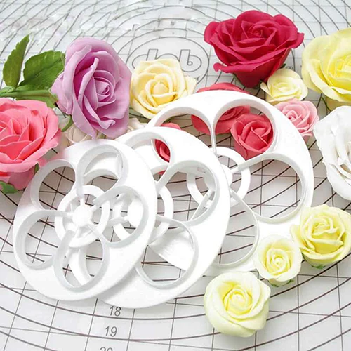 6 шт Fondant (сахарная) розового цвета с цветочным узором для приготовления печенья