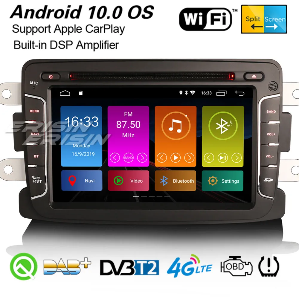 Erisin 3029 Android 10 0 DSP автомобильное стерео Carplay DAB + Navi WiFi OBD GPS для Renault Dacia Duster Sandero Logan Dokker