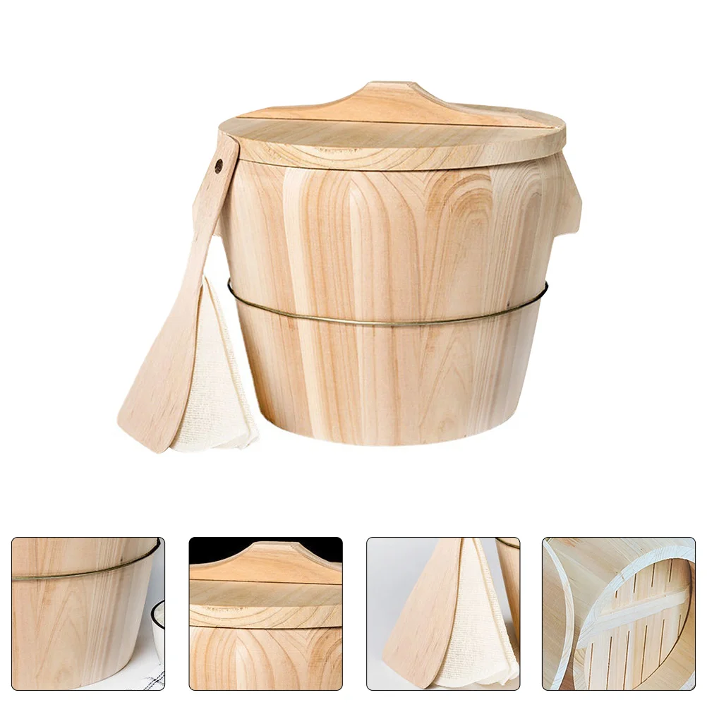 

1 Set Home Kitchen Wooden Steamed Rice Wooden Bucket Steamed Rice Bucket
