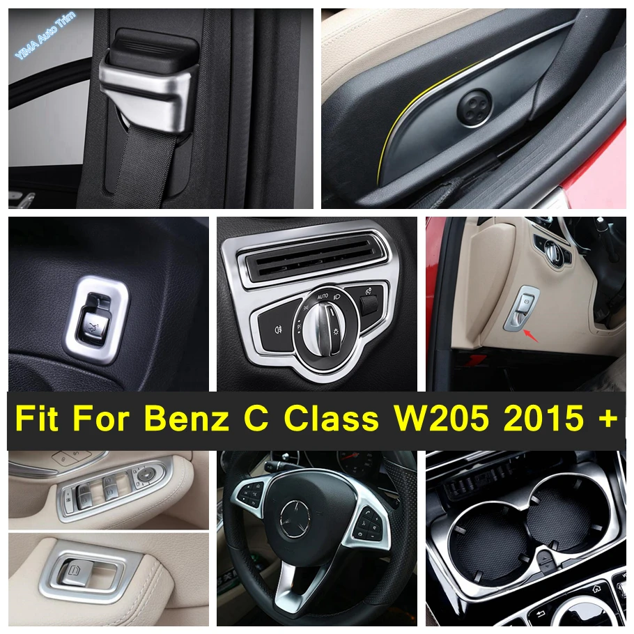 

Lapetus Matte Interior Refit Kit Fit For Mercedes-Benz C Class W205 2015 - 2020 Seat Adjustment / Head Lamps Button Cover Trim