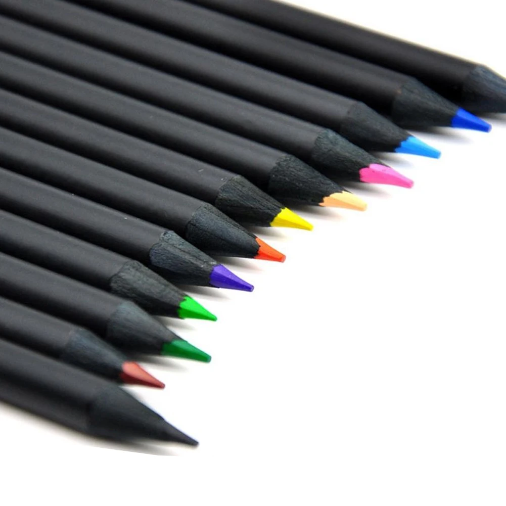 Художественный эскиз карандаши для рисования древесный уголь 12 ярких цветов Kawaii