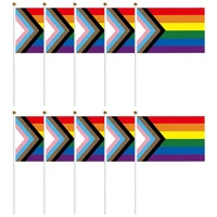 10pcslot plastic stick rainbow hand flag car flags american lesbian gay pride lgbt flag cheerleading party products 14 21 cm