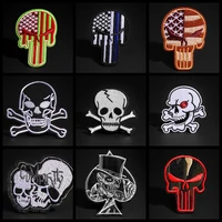 punk style skeleton skull embroidered patches for clothing stickers iron on clothes punk biker motorcycle patches for jacket