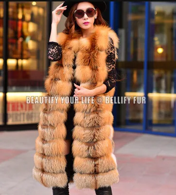 Роскошный брендовый дизайнерский жилет длиной 100 см из натурального красного