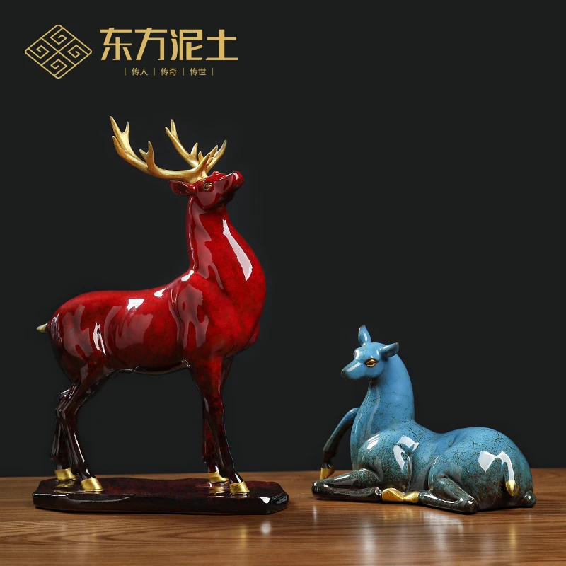 

clay ceramic lucky sika deer furnishing articles and TV ark wine sitting room porch decoration housewarming gift